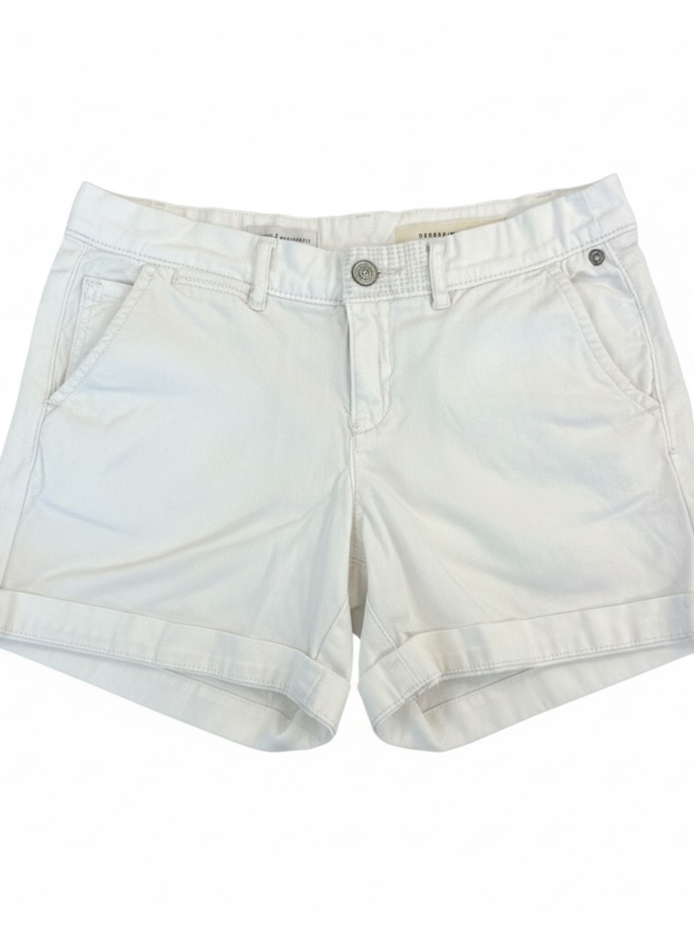 Anthropologie White Rolled-Hem Cotton Shorts